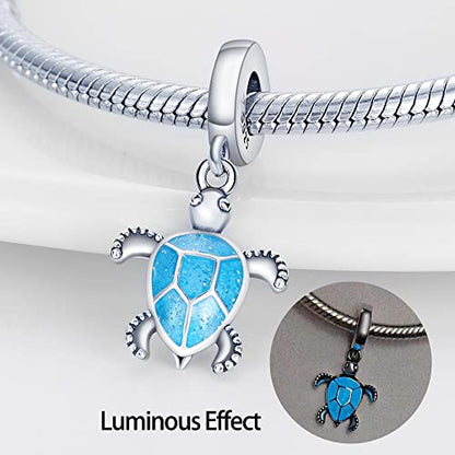 CYCUFF 925 Sterling Silver Charms Suitable for Charm Necklaces, Bracelet Pendants Beads Jewellery Gift for Women - color: Luminous Sea Turtle Charm