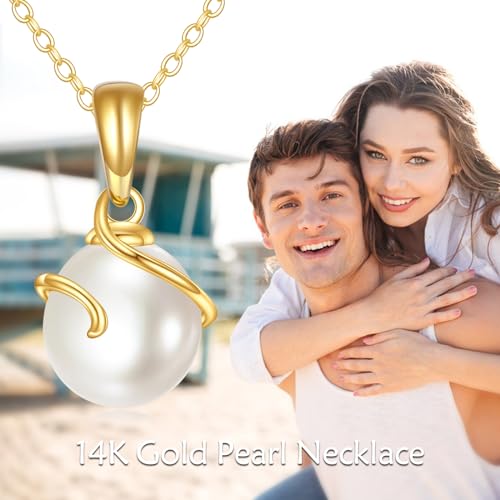 KECHO 14k Gold Pearl Necklace for Women, Freshwater Pearl Pendant Jewelry Wedding Anniversary Birthday Gifts for Her - style: E-Pearl Necklace