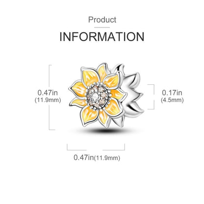 HONGRUI 925 Sterling Silver Charm for Bracelets Fashion Women Jewelry Gift - color: Yellow Sunflower