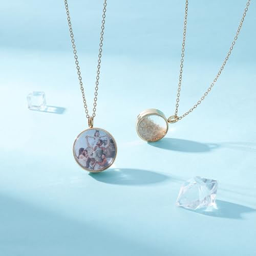 UNICRAFTALE 2Pcs Memory Locket Pendant Photo Living Memory Pendant Necklace Stainless Steel Floating Charm Glass Photo Frame Locket Pendants for Wedding Bouquet DIY Jewelry Making