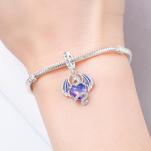 Charm for Bracelets and Necklaces, Heart Animals 925 Sterling Silver Bead Celestial Sun Moon Star Charms Jewelry Gift for Women Girls - color: Dragon Charm