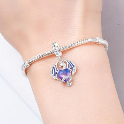 Charm for Bracelets and Necklaces, Heart Animals 925 Sterling Silver Bead Celestial Sun Moon Star Charms Jewelry Gift for Women Girls - color: Dragon Charm
