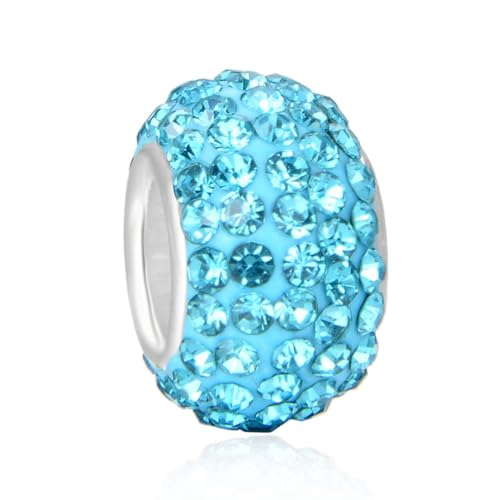 Adabele 1pc Solid 925 Sterling Silver Jan-Dec Birthstone Bead Charm - color: March