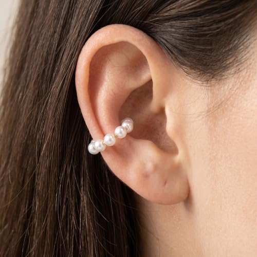 2-Piece Faux Pearl Ear Cuff Set, Non-Pierced Clip On Earrings for Women, Ear Jewelry, Lightweight Ear Accessories for Daily Outfit, Gift
