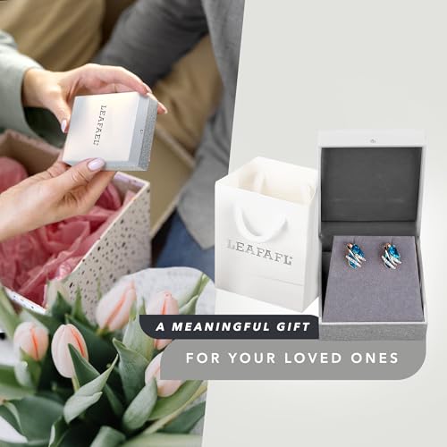 Gifts for Women, Wish Stone Stud Earrings with Birthstone Crystals, 18K Rose Gold Plated or Silver-tone - color: 112-December Birthstone-Zircon Blue-Rose Gold Plated