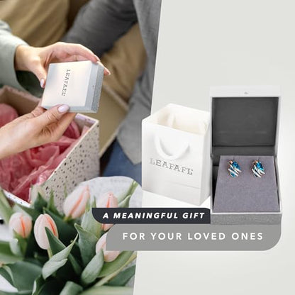 Gifts for Women, Wish Stone Stud Earrings with Birthstone Crystals, 18K Rose Gold Plated or Silver-tone - color: 112-December Birthstone-Zircon Blue-Rose Gold Plated