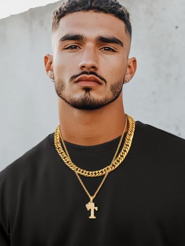 U7 Crown Initial Necklace Men Women, Bling Diamond A-Z 0-9 Letter Pendant with Wheat Chain, Silver/Black/Gold Plated CZ Alphabet Number Hip Hop Jersery for Father Husband - color: a. Gold, size: 20. T