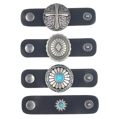 PEARLY JUN 4Pcs Western Bandana Scarf Ring Neckerchief Slide Buckle for Men Women Silk Scarves Cowboy Accessories - color: Silver C