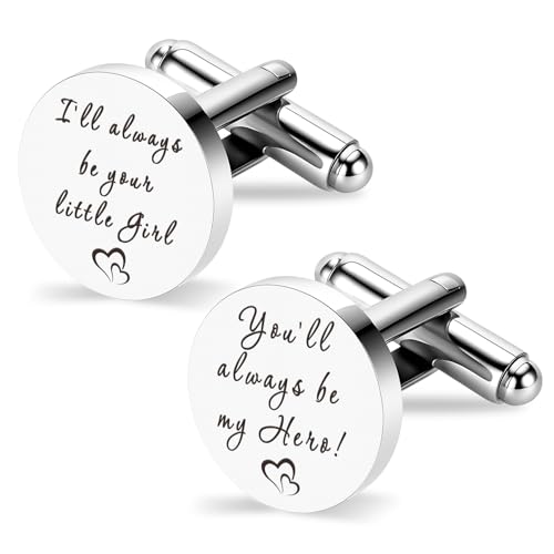 Father of The Bride Gifts Dad Cuff Links Stainless Steel Cufflinks Dad Gifts for Elderly Dads Bonus Step Daddy Papa Stepfather Birthday Presents Daughter And Dads Gift Fathers Day Christmas Gift