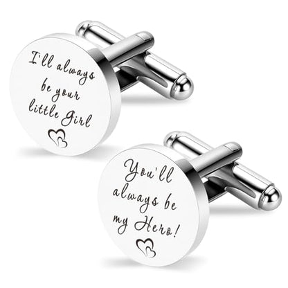 Father of The Bride Gifts Dad Cuff Links Stainless Steel Cufflinks Dad Gifts for Elderly Dads Bonus Step Daddy Papa Stepfather Birthday Presents Daughter And Dads Gift Fathers Day Christmas Gift