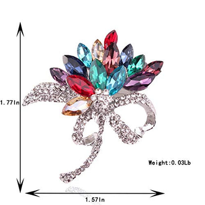 seven wolves Women's Austrian Crystal Brooch Wedding Flower Leaf Bouquet Brooch - color: 1-Red Multicolor