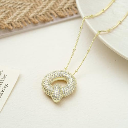 2 PCs Gold Plated Necklace Set for Women - Non Tarnish Jewelry Gift with Fashion Design - style: 2 PCs Q Style