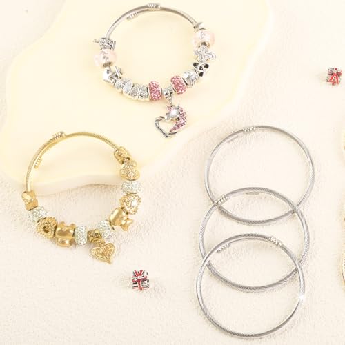 20Pcs Twisted Cable Wire Bracelet Stylish Fine Stainless Steel Open Cuff Bracelet 3mm Thin Adjustable Expandable Elastic Bangle Bracelets For Women Diy Jewelry Making Supplies Christmas Day Gift - color: 20pcs Gold Sliver Bracelet