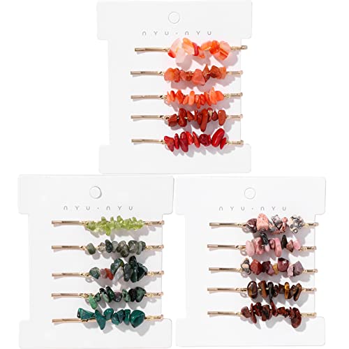 Crystal Hair Pins Gemstone Jeweled Bobby Pin Decorative Hair Accessories for Women Colorful Hairpins Set of 15 - color: Red+FY0198+FY0199