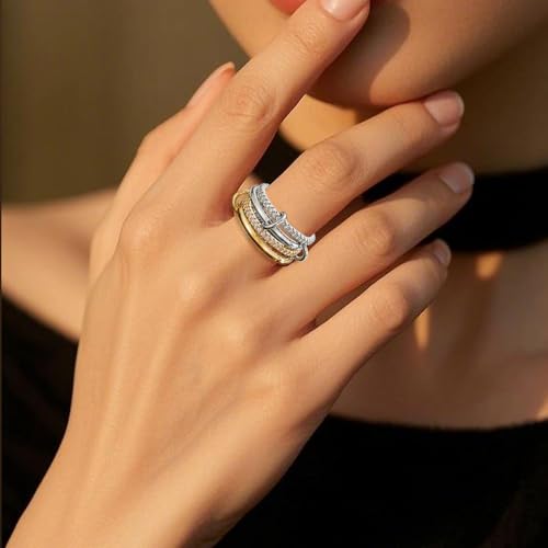 Gold Stackable Rings for Women Non Tarnish, Dainty Stackable 18k Gold Plated CZ Cubic Zirconia Rings, Gold Knuckle Women Rings Set - color: G3, size: 9