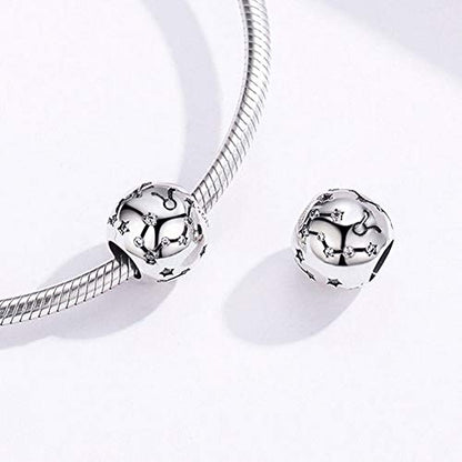Constellation Charm 925 Sterling Silver Birthstone Bead for Pandora Charms Bracelet-Gift for Anniversary Birthday Christmas Day - color: Taurus（4.20-5.20）