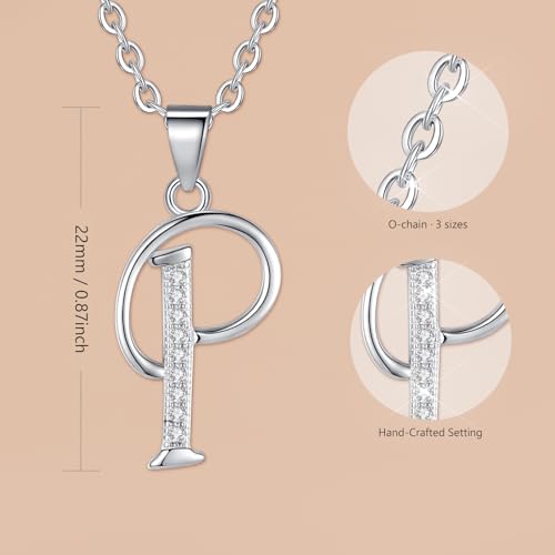 VIKI LYNN Dainty Initial Letter Pendant Necklace for Women | Cubic Zirconia Initial Jewelry, Personalized Letter Necklace, Dainty Women Jewelry, Birthday Gift Idea for Her, Mom and Wife - color: Silver, style: Silver-P