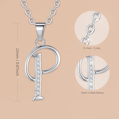VIKI LYNN Dainty Initial Letter Pendant Necklace for Women | Cubic Zirconia Initial Jewelry, Personalized Letter Necklace, Dainty Women Jewelry, Birthday Gift Idea for Her, Mom and Wife - color: Silver, style: Silver-P