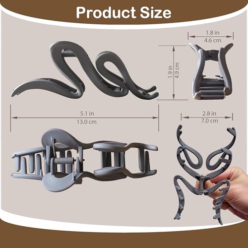 Extra Large Hair Claw Clips for Thick Hair, Big Non-Slip Claw Clips for Women, 5 Pack 5.1" Jelly & Matte Hair Clips for Long Hair (Infinity 5pcs 5.1") - color: Infinity 5pcs 5.1"