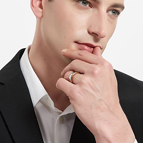 NUNCAD Men Women Tungsten Wedding Engagement Band | 4/6/8mm Two-tone Gold Silver, Domed Polished Step Edges, sizes 5-12 Wedding Band - color: 8mm-Gold & Silver
