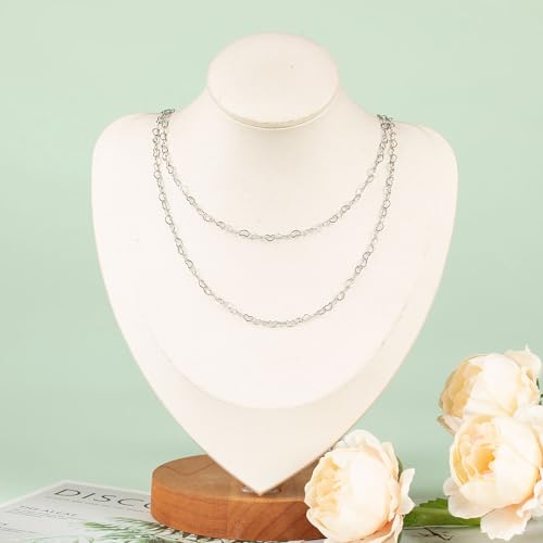 UMAOKANG 16.4 Feet Heart Chain for Jewelry Making Stainless Steel Heart Link Chains Bulk with Jump Rings and Lobster Clasps - color: Steel Heart