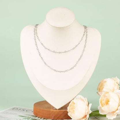 UMAOKANG 16.4 Feet Heart Chain for Jewelry Making Stainless Steel Heart Link Chains Bulk with Jump Rings and Lobster Clasps - color: Steel Heart