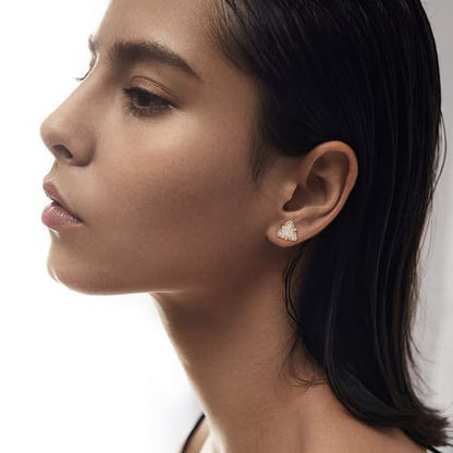 LOYATA Spike Earrings Gold Huggie Hoop Diamond Cubic Zirconia 14K Gold Plated Dainty Small Simple Hypoallergenic Geometric Jewelry Gift for Women - color: Diamond Triangle