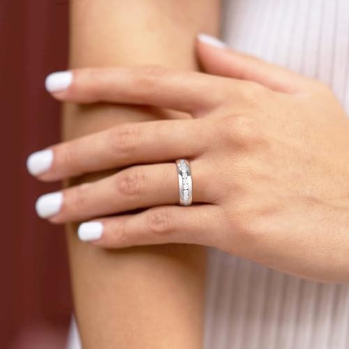TIGRADE 2.5mm 4mm 5mm 6mm Titanium Ring Cubic Zirconia Engagement Ring Wedding Band Size 3 to 13.5 - color: 6mm