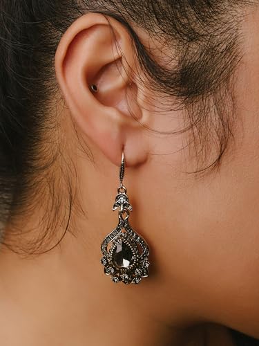 Christmas Halloween Red Heart Shaped Pattern Alloy Earrings, Gothic Antique Style Jewelry for Women - style: Earrings R23-011