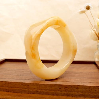 Chunky Resin Wide Bangle Bracelets for Women, Trendy Statement Minimalist Acrylic Bracelet Prom Holiday Jewelry Gift - color: Wide Beige