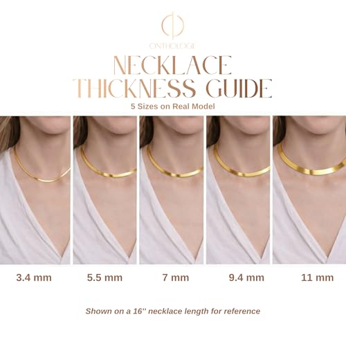 Herringbone Chain Necklace for Women Men 18K Gold Over Italian 925K Stamped Solid Sterling Silver, 3.4mm-5.5mm-7mm-9.4mm-11mm Wide Flat Snake Chain, Made in Italy - size: 16 Inch, style: WIDTH - 11MM