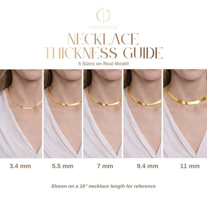 Herringbone Chain Necklace for Women Men 18K Gold Over Italian 925K Stamped Solid Sterling Silver, 3.4mm-5.5mm-7mm-9.4mm-11mm Wide Flat Snake Chain, Made in Italy - size: 16 Inch, style: WIDTH - 11MM