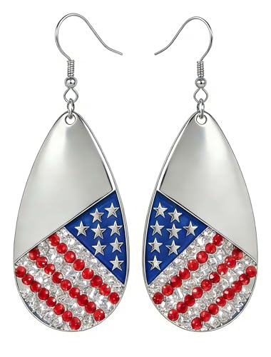 4th of July Earrings,Patriotic Dangle Stud for Women, Fourth of July Jewelry for Veterans Day - color: D