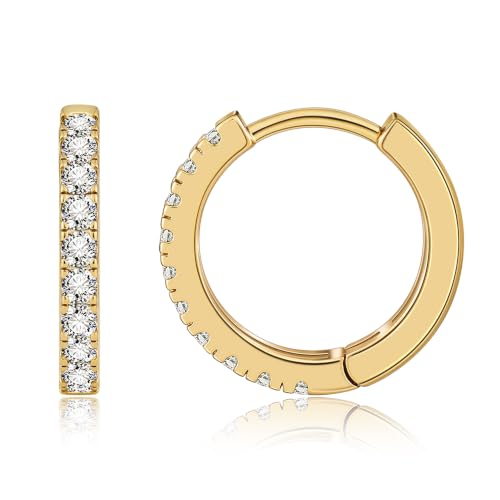 micuco 3 Pairs Small Hoop Earrings Tiny Cartilage Earrings for Women Men | Cubic Zirconia Earrings Huggie Hoop Ear Piercing Earrings for 8mm 10mm 12mm - color: 15# Gold 12mm