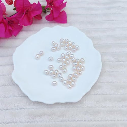 50 Pcs Natural Pearls for Jewelry Making AAA White Natural Freshwater Pearls Beads 9-10mm No-Holes Oval Pearl Beads Jewelry Production, Handicraft Production, for Manza - color: White 9-10mm without holes.