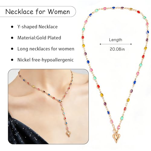 Necklace for Women, Dainty Long 14K Gold Y-Shaped Necklace Jewelry Trendy Beaded Layered Chain Drop Necklaces Jewelry Women Gifts - style: Y-shaped-Collarbone Chain