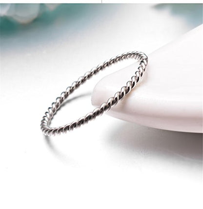 Women's Stainless Steel 1.1mm Rope Thin Wedding Ring Silver Rose Gold Plated Size 4 to 9 - color: 1.1mm, Silver