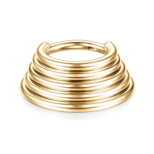 FUNLMO 18G 16G Septum Jewelry Triple Stacked Septum Nose Ring Surgical Steel Daith Conch Helix Cartilage Lobe Piercing Jewelry - color: Style 2: Gold-5 tier stack