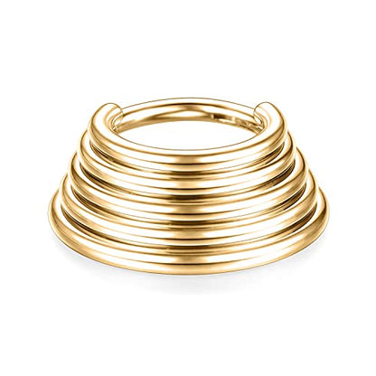 FUNLMO 18G 16G Septum Jewelry Triple Stacked Septum Nose Ring Surgical Steel Daith Conch Helix Cartilage Lobe Piercing Jewelry - color: Style 2: Gold-5 tier stack