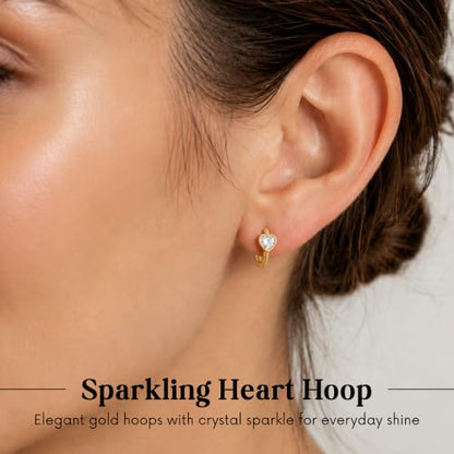 Gempires Huggie Hoop Earrings for Women | Cubic Zirconia Fashion Earrings Collection | Gold, Silver & Rose Gold Tone Styles | Lightweight Everyday Jewelry - color: clear / White