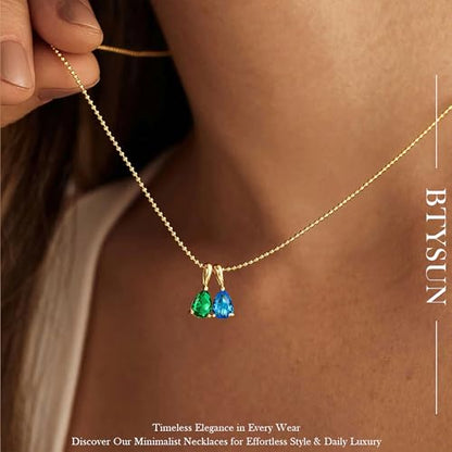 2026 Graduation Gifts Birthstone Necklace for Women Dainty Gold Necklace with 2 Birthstone Birthday Gift for Her Teen Girl Gift Trendy Stuff for Her Mom Daughter Girlfriend Friend Christmas Stocking Stuffers - color: 02-05 Feb & May, style: Water drop