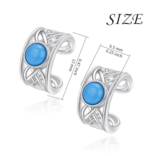 Birthday Gifts 925 Sterling Silver Ear Cuff Non Pierced Fake Cartilage Cuffs Huggie Earrings for Women Girls - Set of 2 - style: Celtic Blue Turquoise