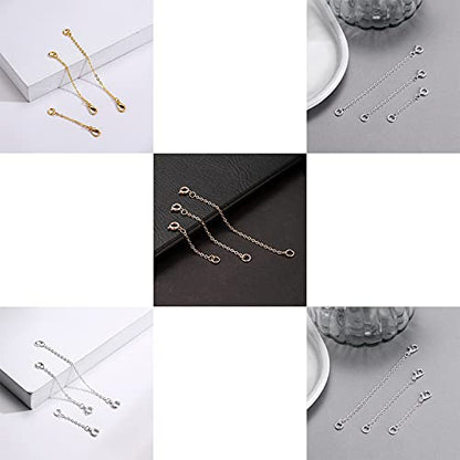 Softones 12-18Pcs Ankle Bracelets Extenders-Extension for Womens Jewelry(1 2 3 Inch),with Lobster Clasp and O-Clasp from Gold Silver Rose Gold - color: E:6-Gold 6-Silver 6-Rose gold