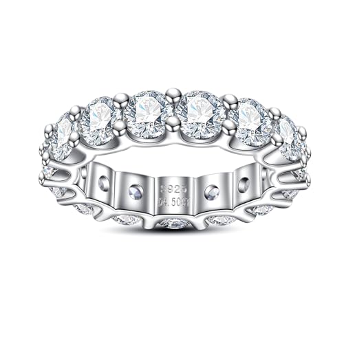 Moissanite Eternity Ring, S925 Sterling Silver Wedding Band for Women - style: Starry Sparkle Eternity Band