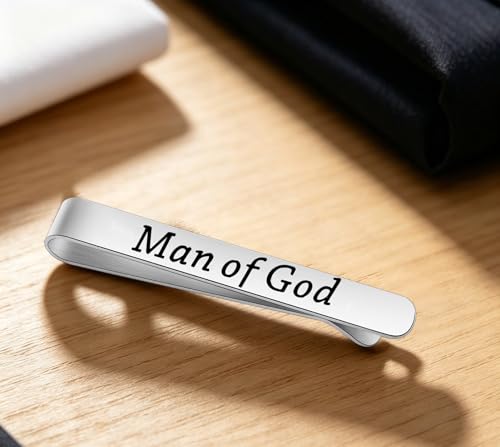 LQRI Man Of God Tie Clip Father's Day Baptism Religious Accessories Godfather Christian Gifts Pastor's Appreciation Gifts