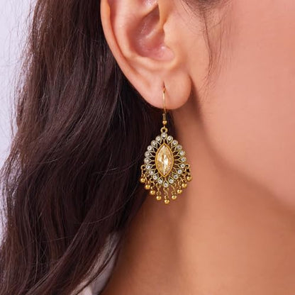 Frodete Indian Jewelry Sets for Women Traditional Bohemian Wedding Jewelry Set Indian Dresses for Women Oxidized Ethnic Party Prom Wear - color: D6:GOLD champagne