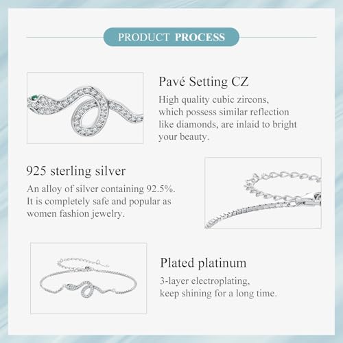 925 Sterling Silver Adjustable Bracelet for Women Jewelry Gifts - color: Silver Snake