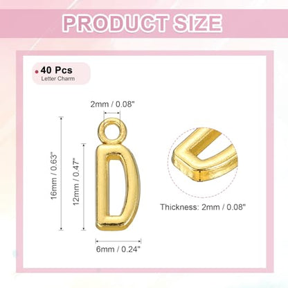 uxcell Letter Charm, Alloy Letter Initial Alphabet Charm for DIY Craft Jewelry Making Bracelets Earrings Necklace - color: Gold - D