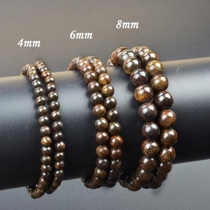 Natural Healing Gemstone Bracelet Handmade Yoga Stretch Elastic Bracelet Stress Relief Crystal Jewelry for Men and Women - color: Bronzite (Release Pressure), size: 6mm