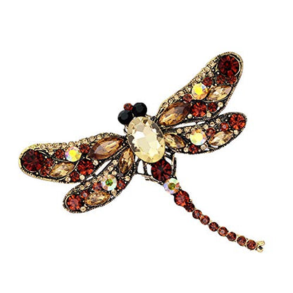 seven wolves Women's Austrian Crystal Brooch Wedding Flower Leaf Bouquet Brooch - color: Brown
